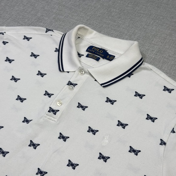Polo Ralph Lauren Other - Polo Ralph Lauren Butterfly Pattern Polo Shirt Mens XL White Cotton Spandex